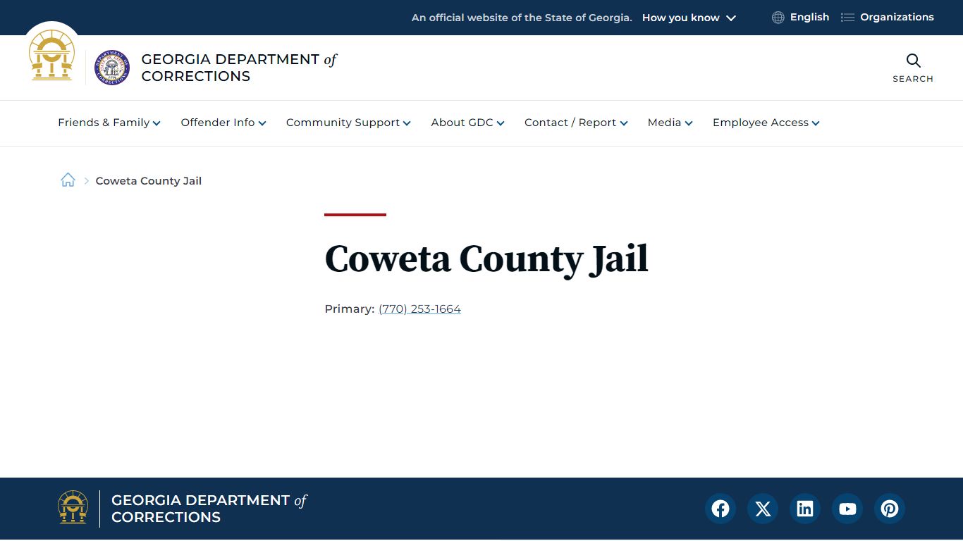 Coweta County Jail | Georgia Department of Corrections